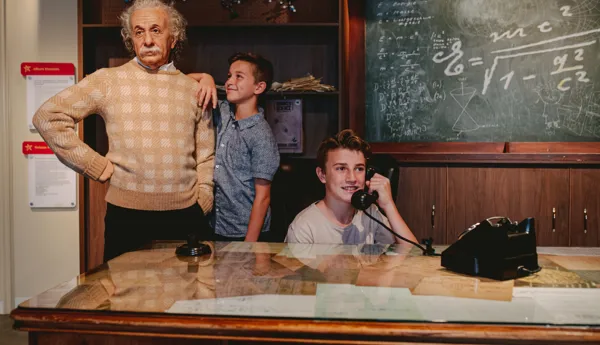 Guests Interacting With Albert Einstein (1)